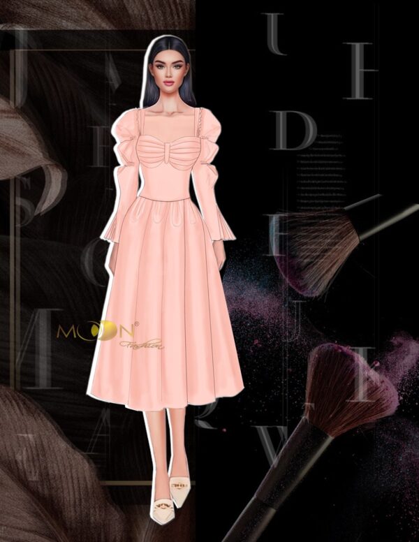 Mẫu đầm vô cùng lộng lẫy cho quý cô tại các buổi tiệc. Thiết kế với phần ngực hở tinh tế, phần tay bèo nhún, phần eo ôm sát cơ thể và chân váy xòe vừa che đi khuyết điểm cở thể vừa tôn lên vòng eo thọn gọn.